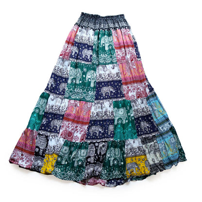 パッチワーク フレアスカート - カラフルタイパンツ柄 2