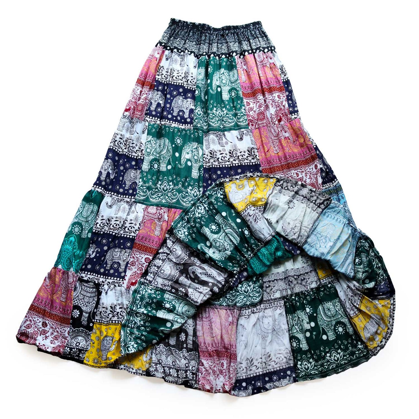 パッチワーク フレアスカート - カラフルタイパンツ柄 2
