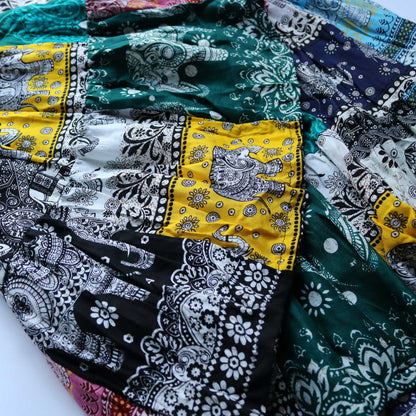 パッチワーク フレアスカート - カラフルタイパンツ柄 2