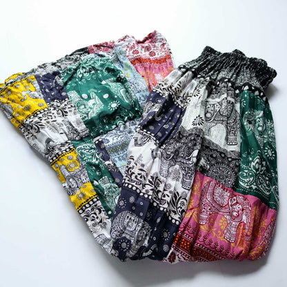 パッチワーク フレアスカート - カラフルタイパンツ柄 2