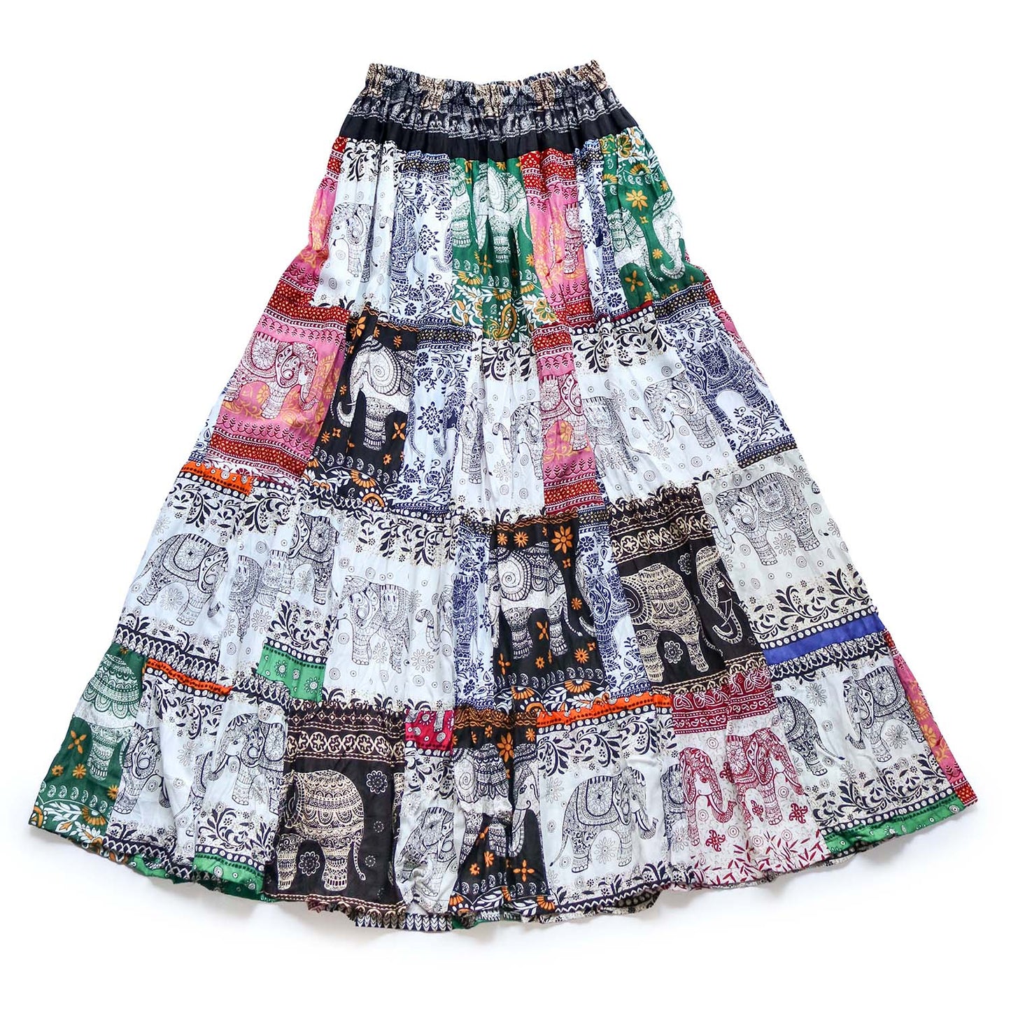 パッチワーク フレアスカート - カラフルタイパンツ柄 1