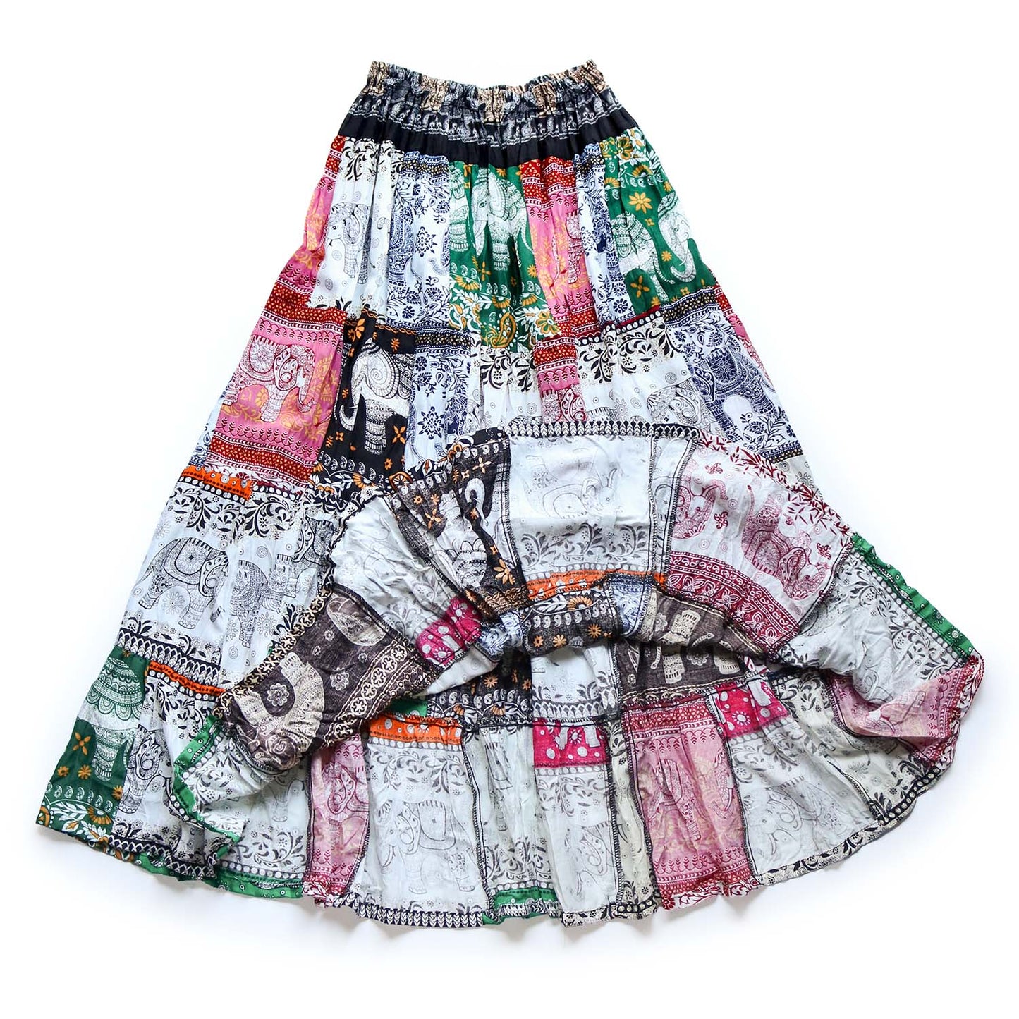 パッチワーク フレアスカート - カラフルタイパンツ柄 1