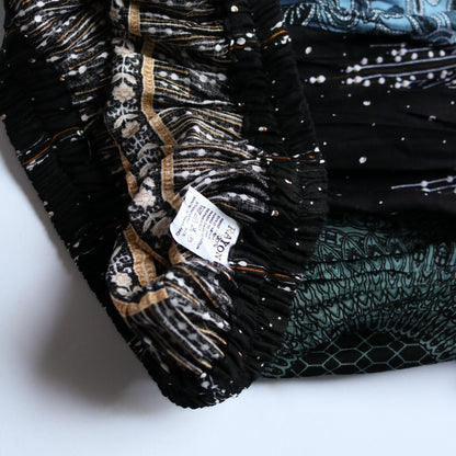 パッチワーク フレアスカート - ピーコック柄