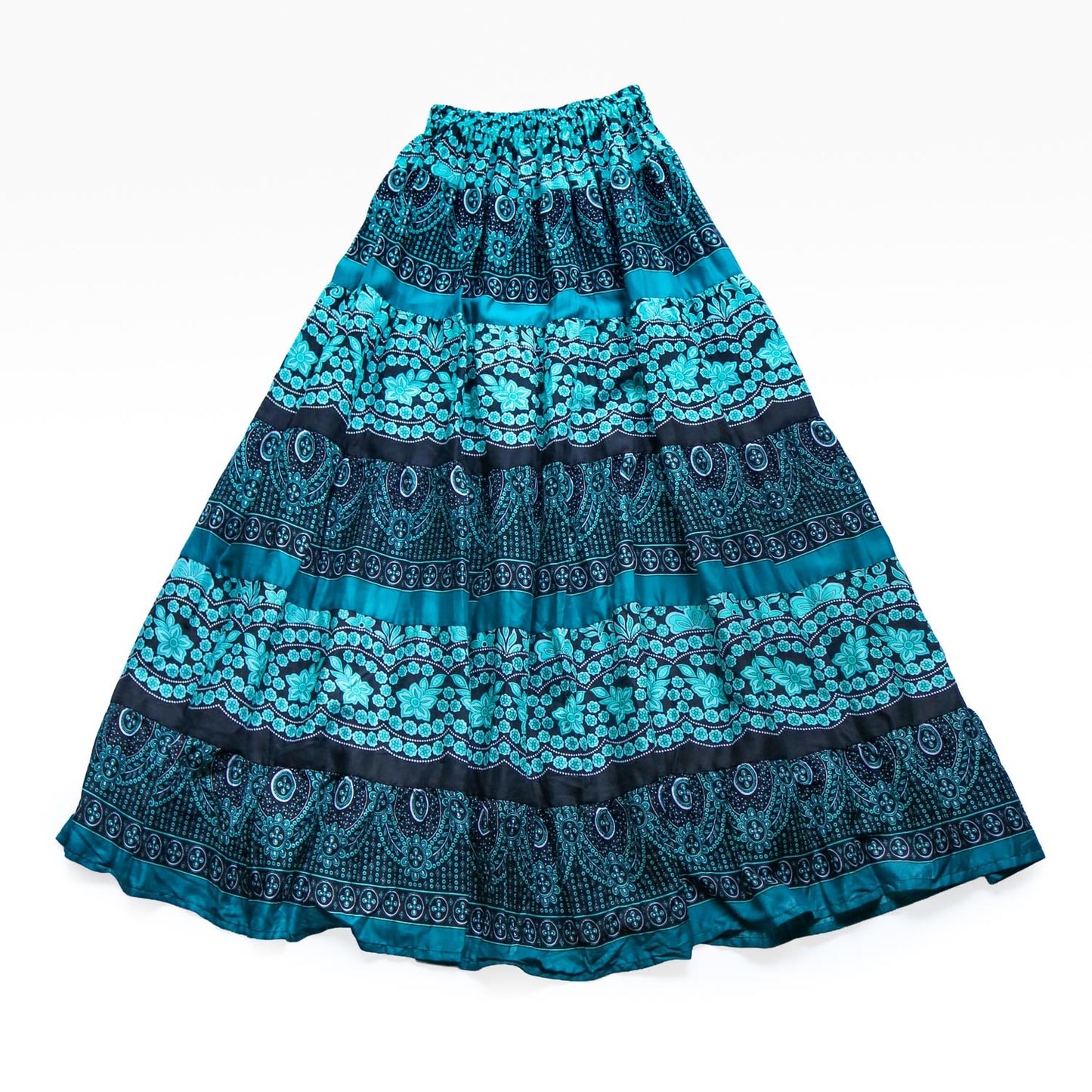 エスニック ティアードフレアスカート - エメラルド