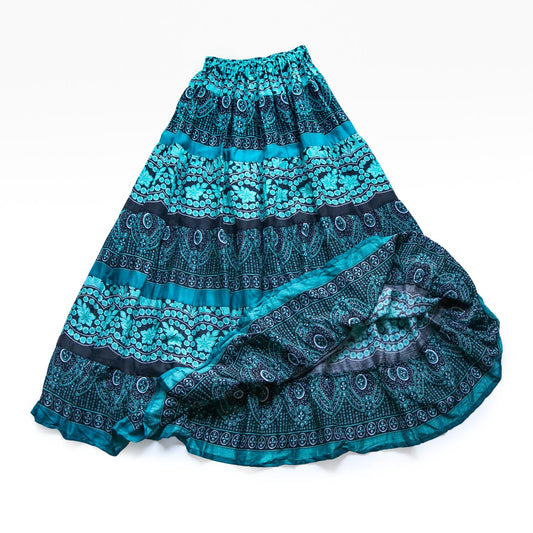 エスニック ティアードフレアスカート - エメラルド