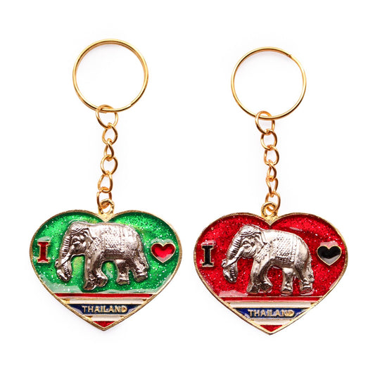 【アウトレット品】象×ハート型 ゴールド キーホルダー