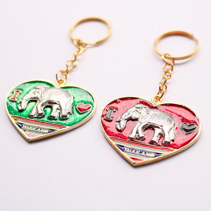 【アウトレット品】象×ハート型 ゴールド キーホルダー