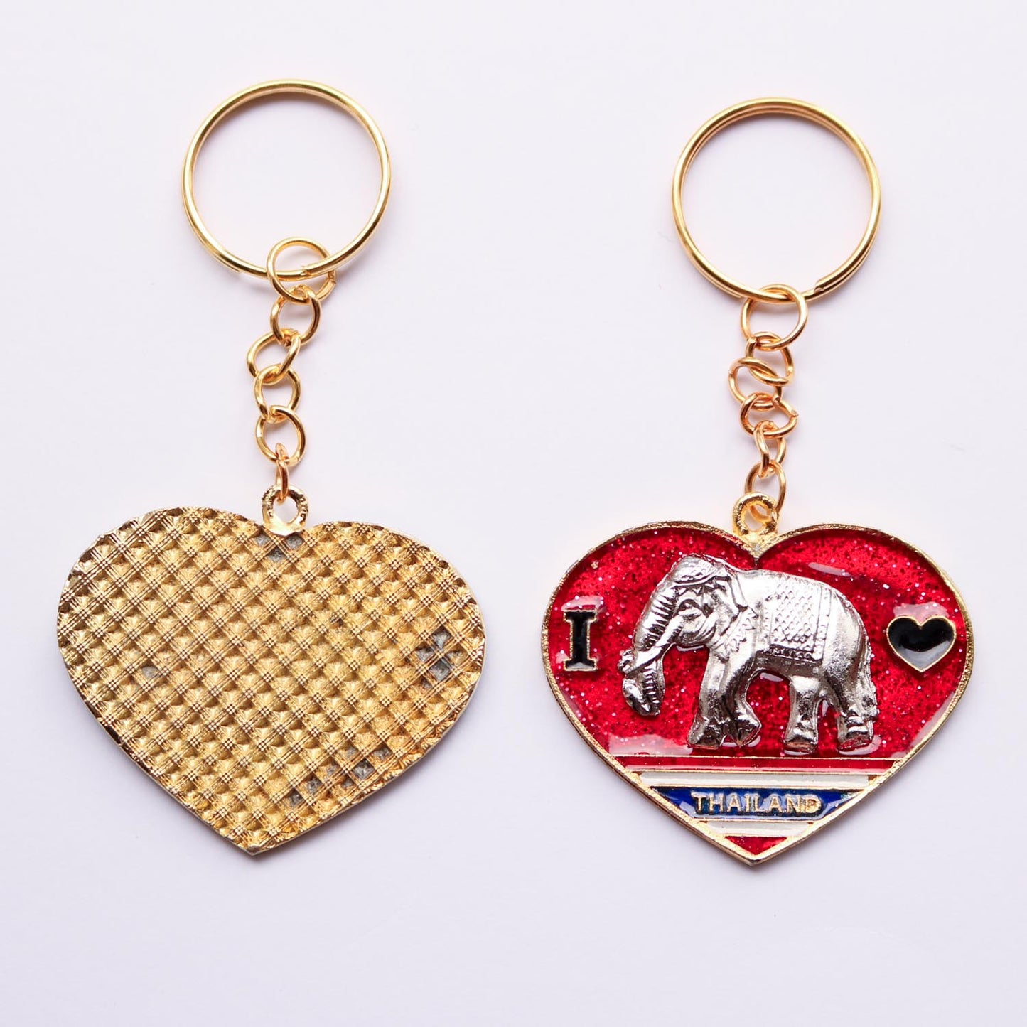 【アウトレット品】象×ハート型 ゴールド キーホルダー
