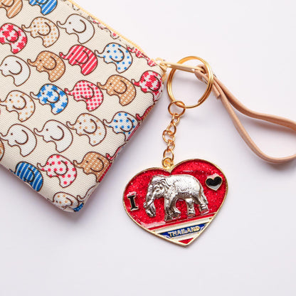 【アウトレット品】象×ハート型 ゴールド キーホルダー