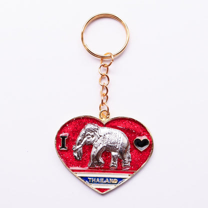 【アウトレット品】象×ハート型 ゴールド キーホルダー