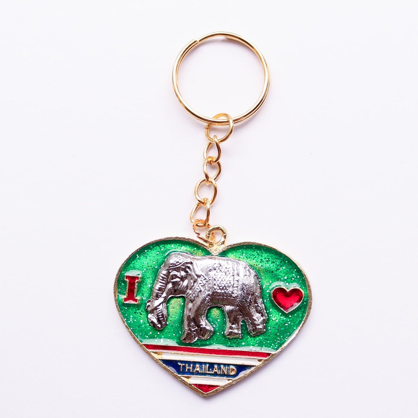 【アウトレット品】象×ハート型 ゴールド キーホルダー