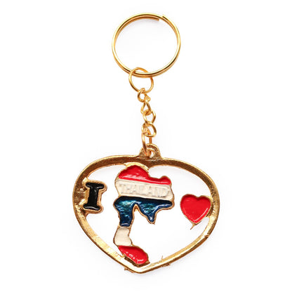 地図入りハート ゴールド キーホルダー