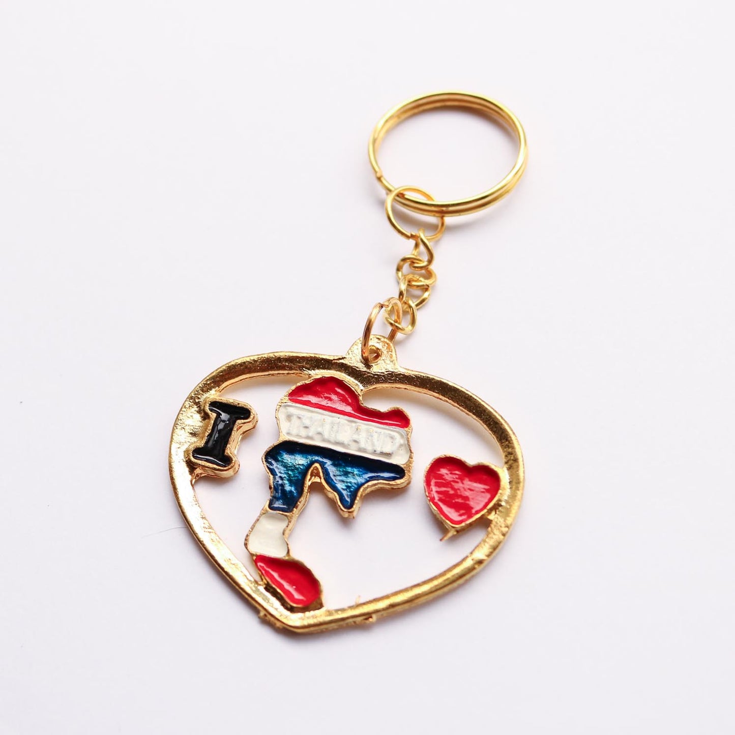 地図入りハート ゴールド キーホルダー