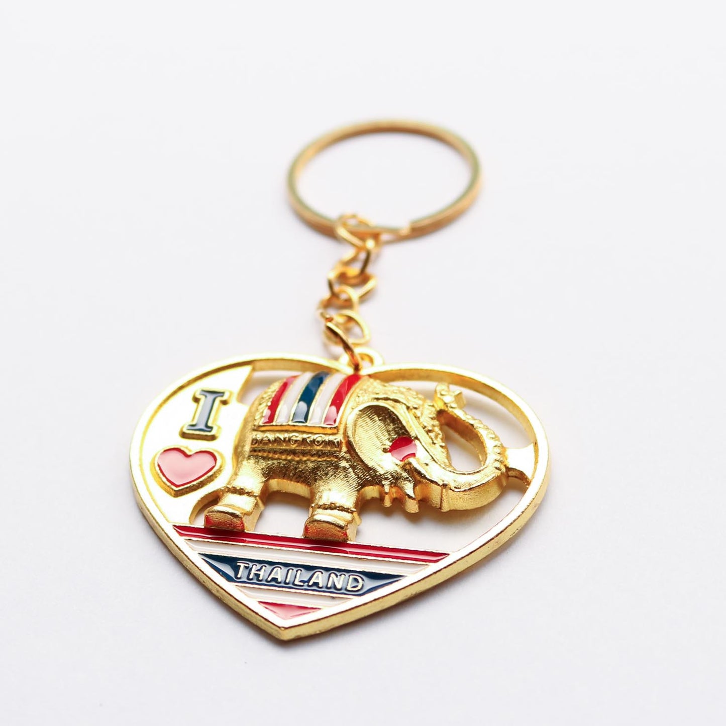象とハートのゴールド キーホルダー