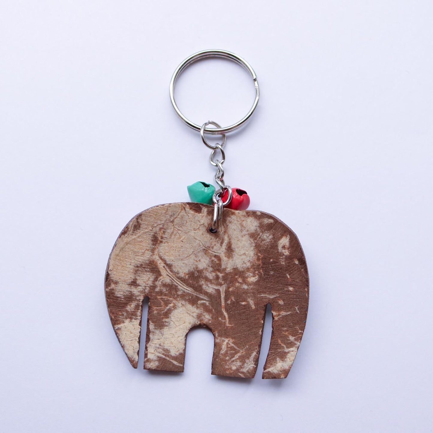 ココナッツシェル 象のハンドペイントキーホルダー