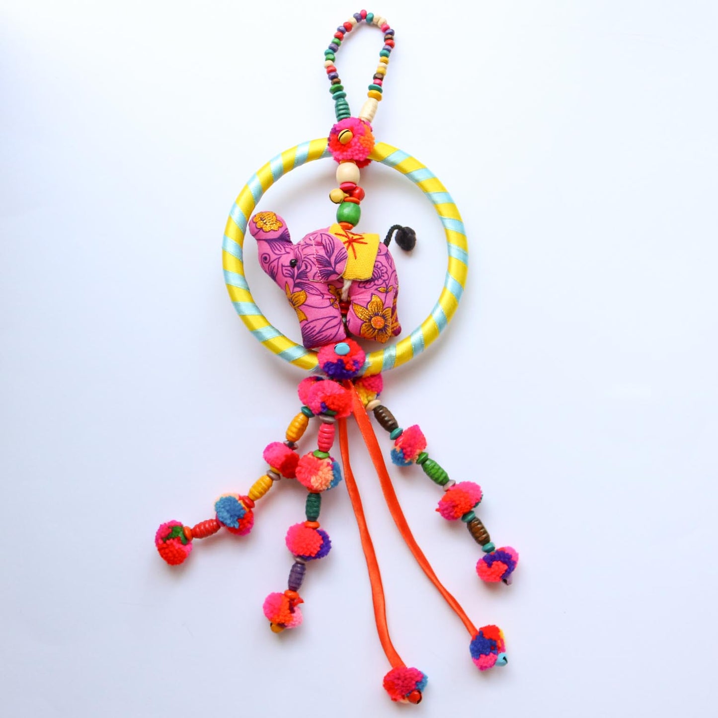 タイ版ドリームキャッチャー風 象のリングオーナメント