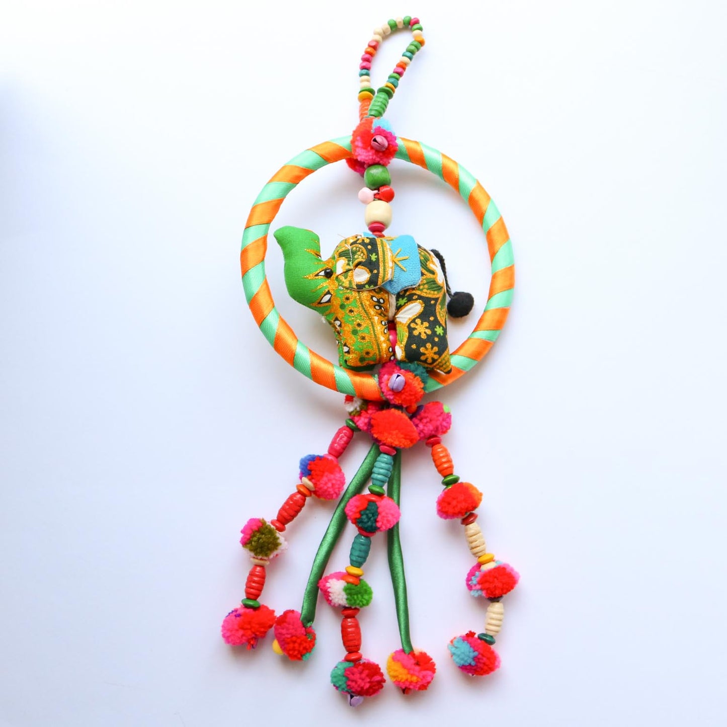 タイ版ドリームキャッチャー風 象のリングオーナメント