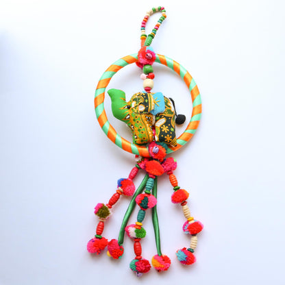 タイ版ドリームキャッチャー風 象のリングオーナメント