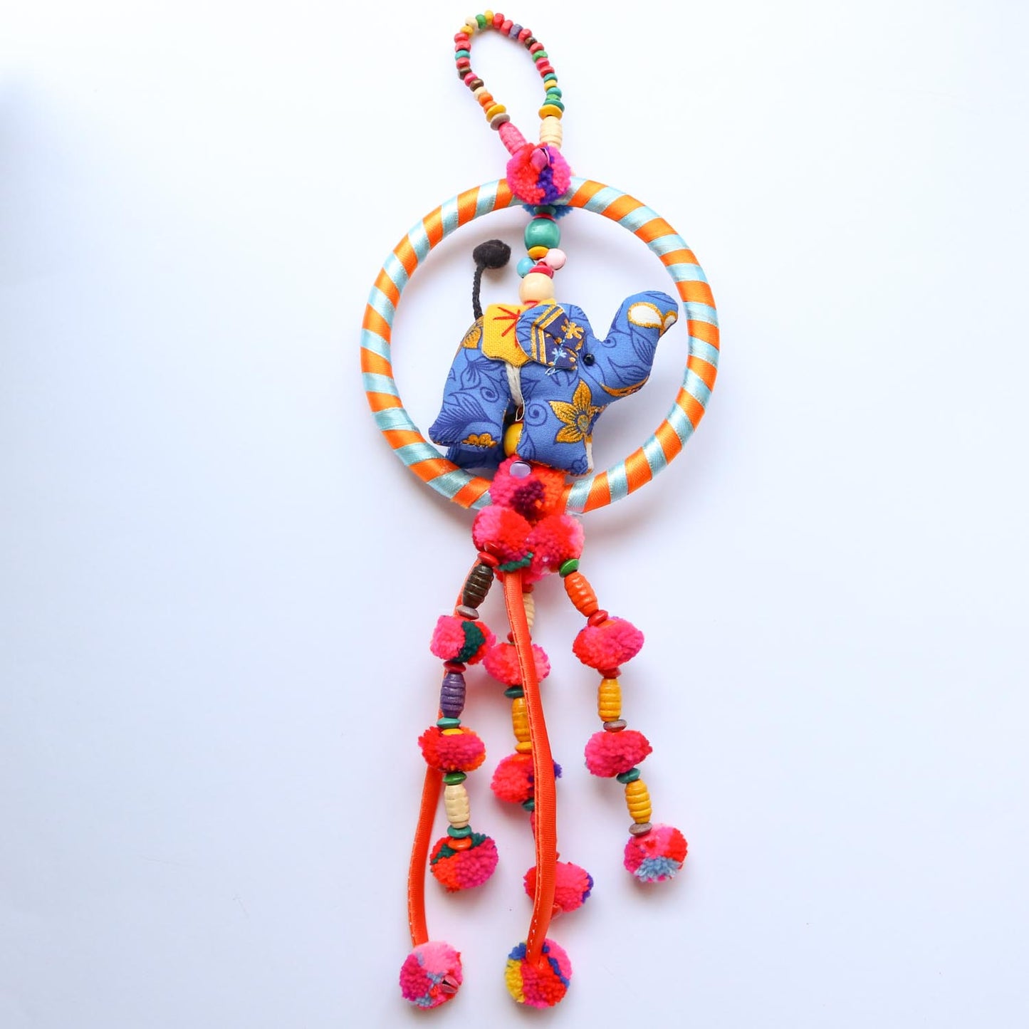 タイ版ドリームキャッチャー風 象のリングオーナメント