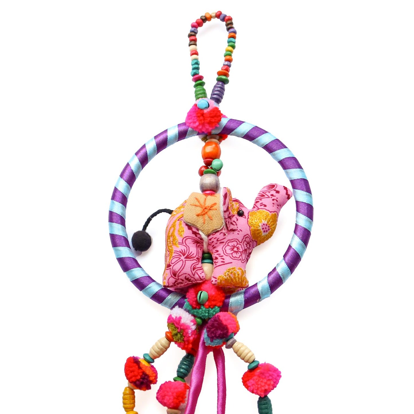 タイ版ドリームキャッチャー風 象のリングオーナメント