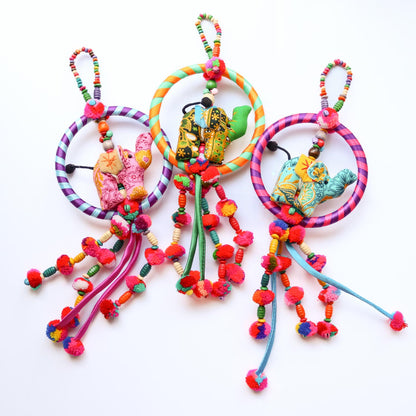 タイ版ドリームキャッチャー風 象のリングオーナメント