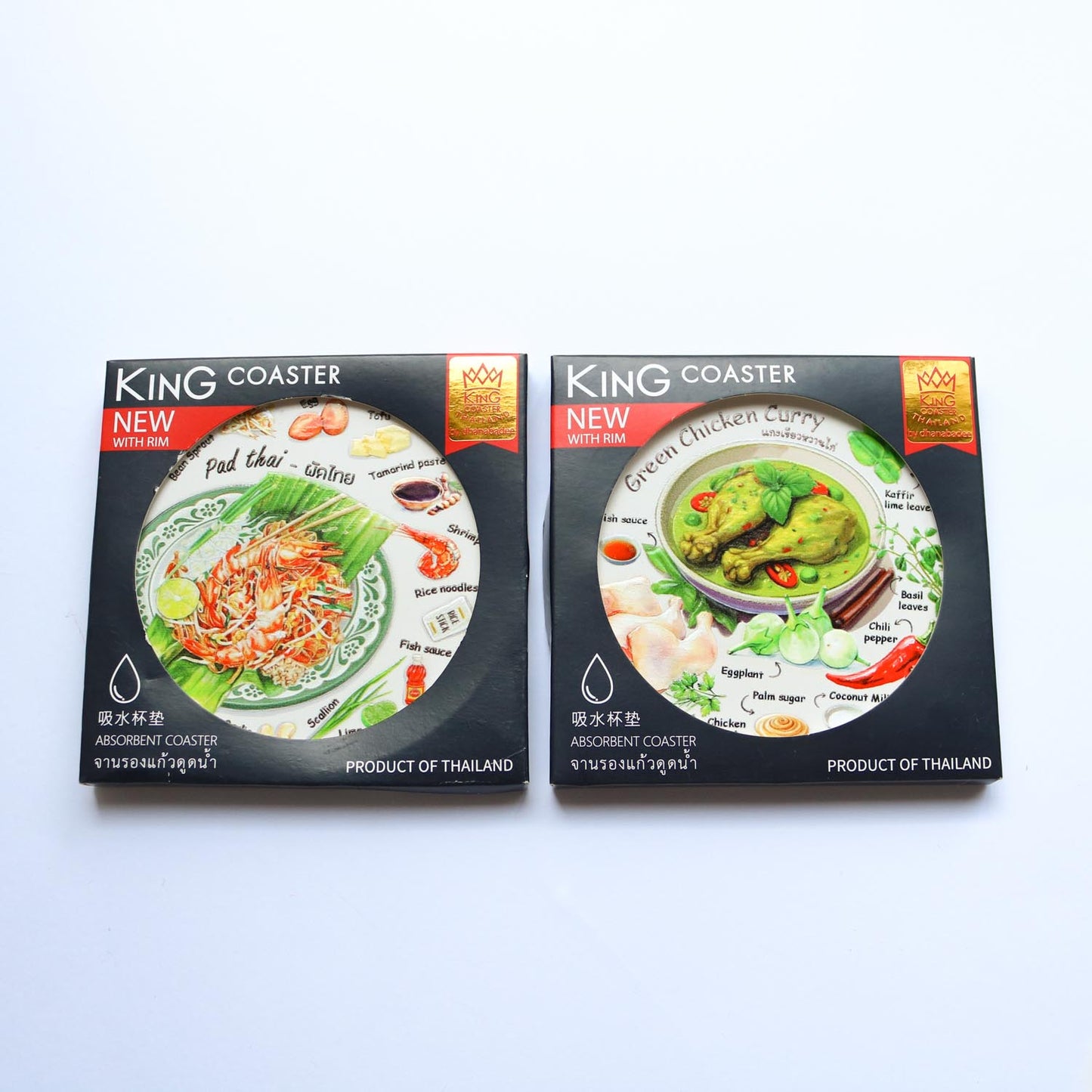【アウトレット】吸水セラミックコースター タイ料理柄 【KING COASTER by Dhanabadee】