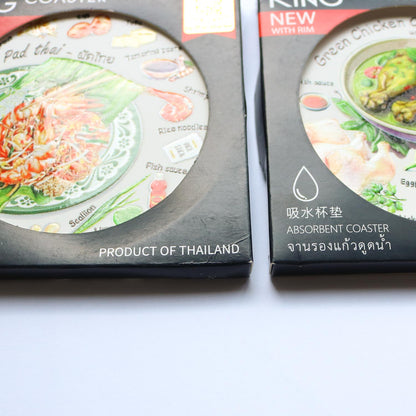 【アウトレット】吸水セラミックコースター タイ料理柄 【KING COASTER by Dhanabadee】