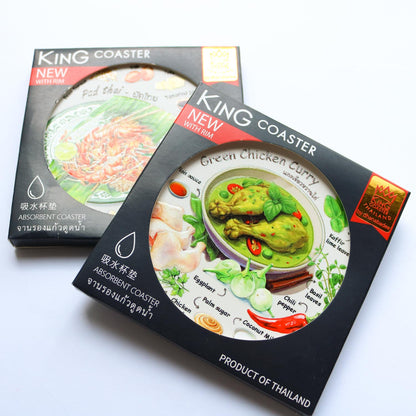 【アウトレット】吸水セラミックコースター タイ料理柄 【KING COASTER by Dhanabadee】