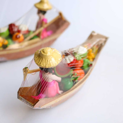 タイ 水上マーケットのミニチュア ボート オブジェ