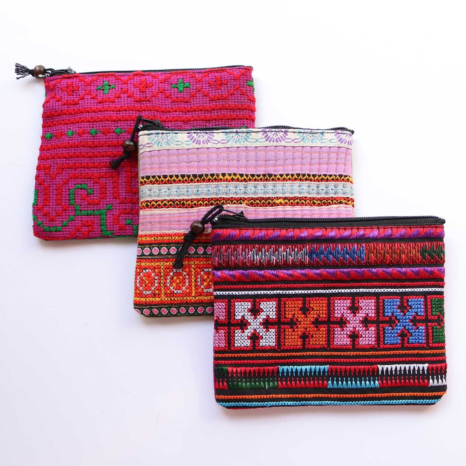 モン族 刺繍 ポーチ｜タイ・チェンマイ直輸入 ハンドメイド 民族柄