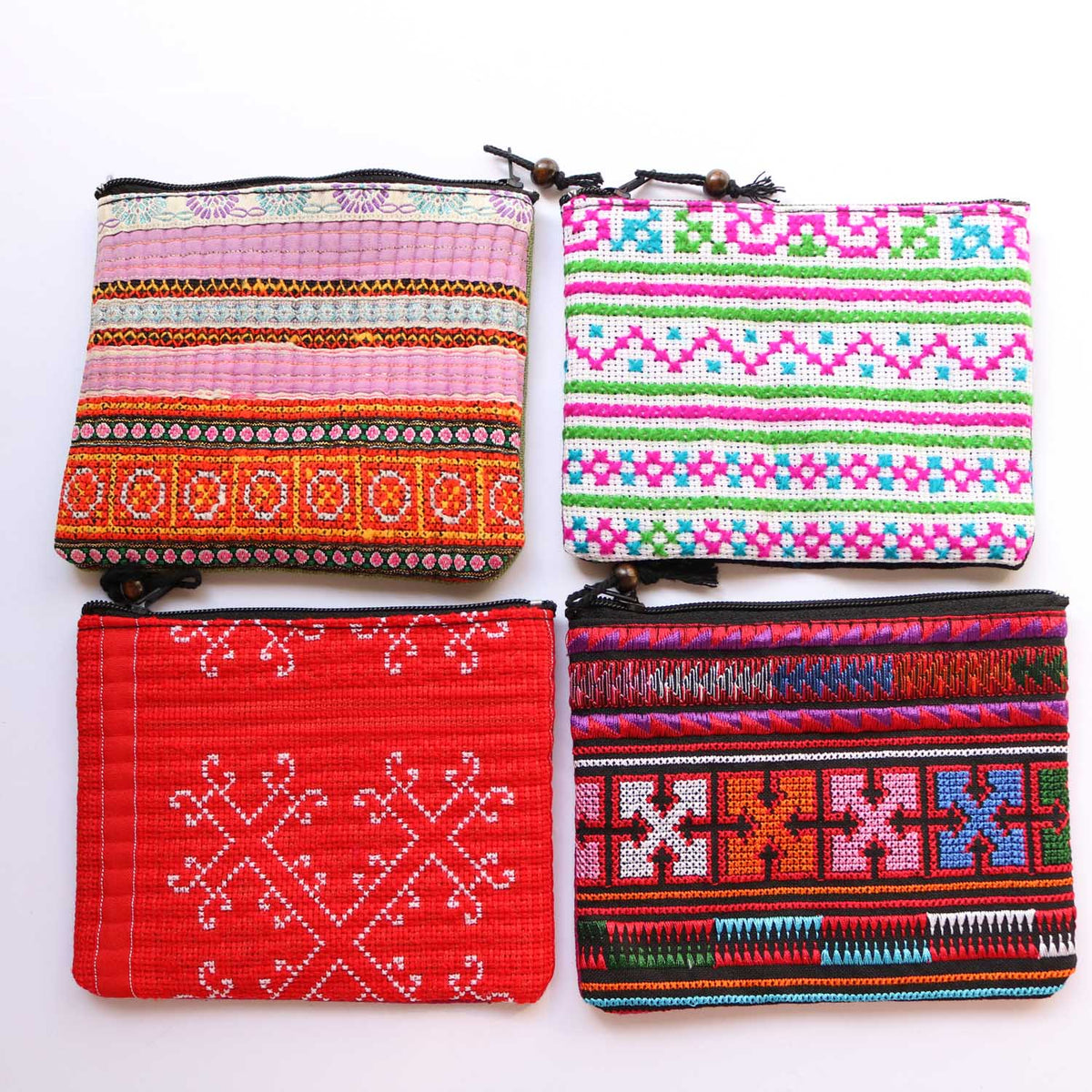 モン族 刺繍 ポーチ｜タイ・チェンマイ直輸入 ハンドメイド 民族柄 
