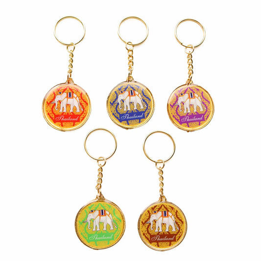 幸運の象モチーフ メダル風メタルキーホルダー