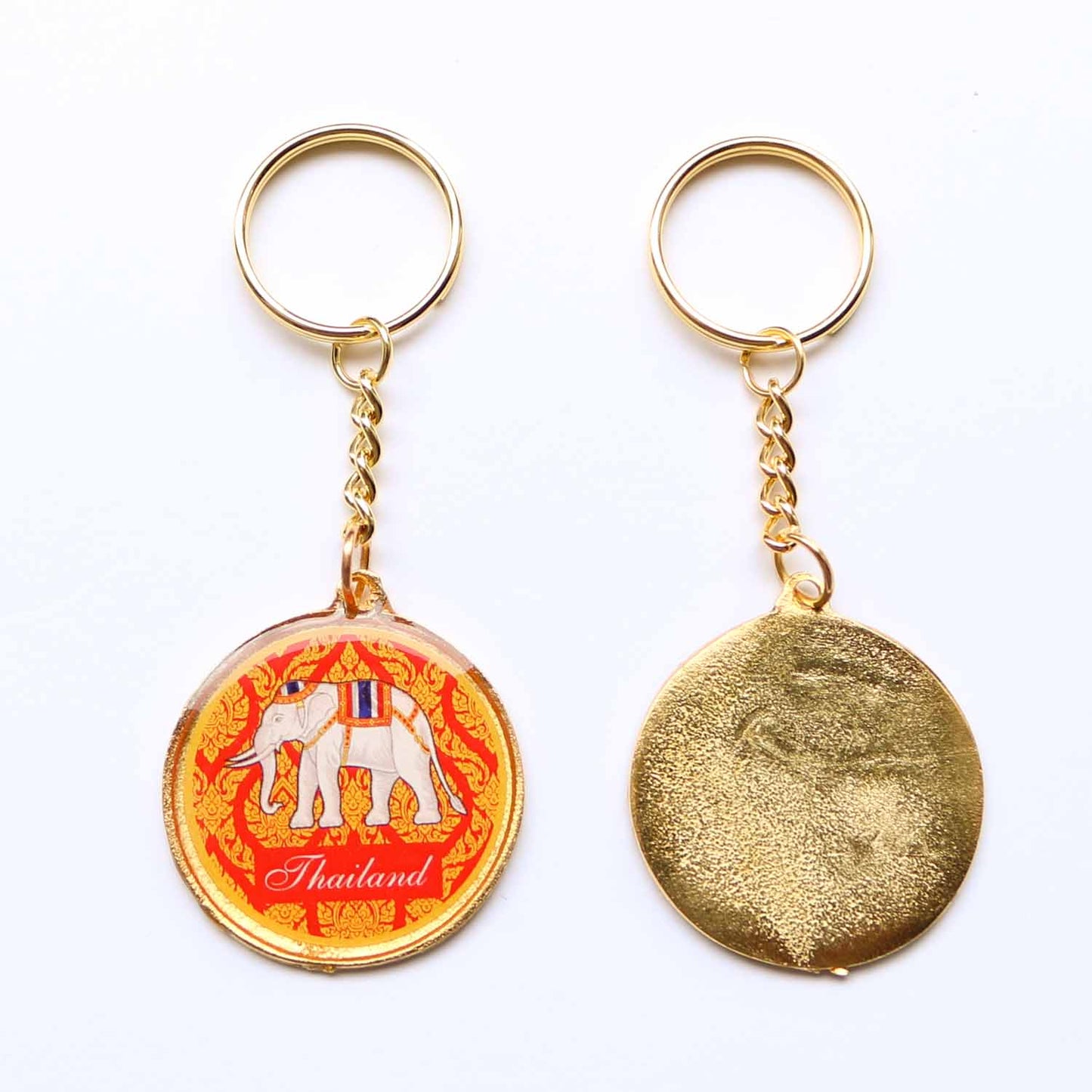 幸運の象モチーフ メダル風メタルキーホルダー