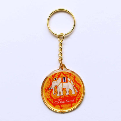 幸運の象モチーフ メダル風メタルキーホルダー