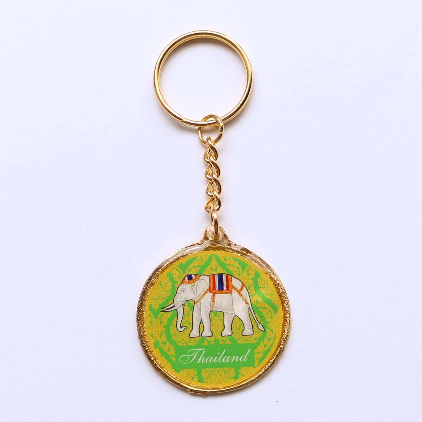 幸運の象モチーフ メダル風メタルキーホルダー