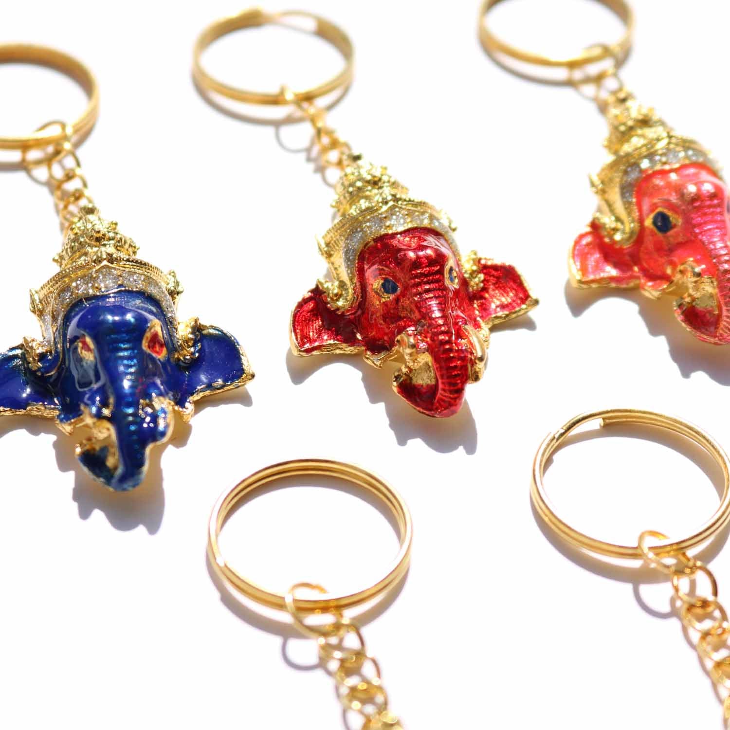 ガネーシャ キーホルダー 、ペンダント、金運 開運 お守り　魔除け　象神 ガネーシャ キーホルダー【全5色】タイ製 象の神様 金運・開運 お守り