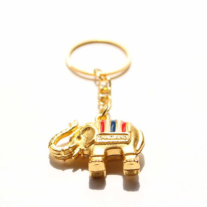 タイの象キーホルダー ゴールド×タイ国旗カラー