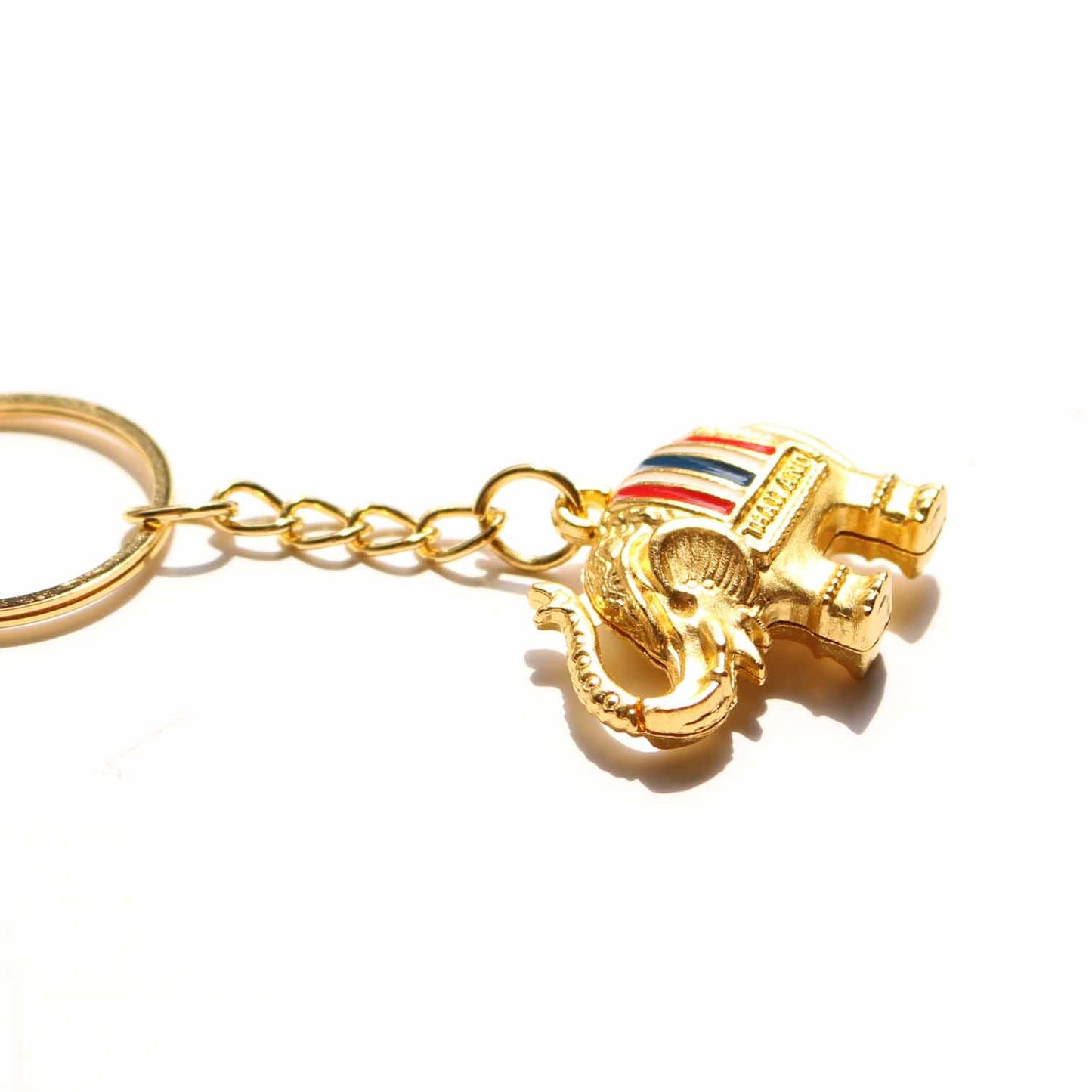 タイの象キーホルダー ゴールド×タイ国旗カラー