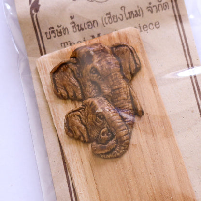 木製しおり ブックマーカー 象柄 タイ製 手作り 全３種
